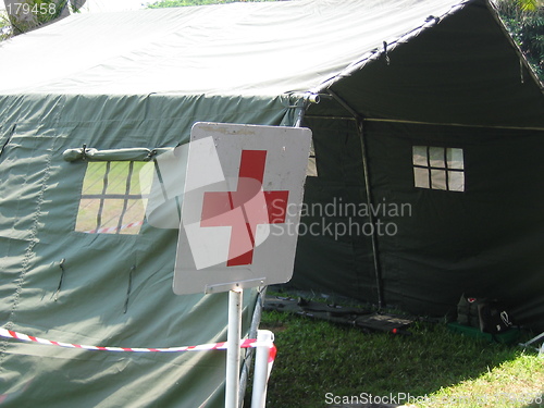 Image of Emergency red cross tent