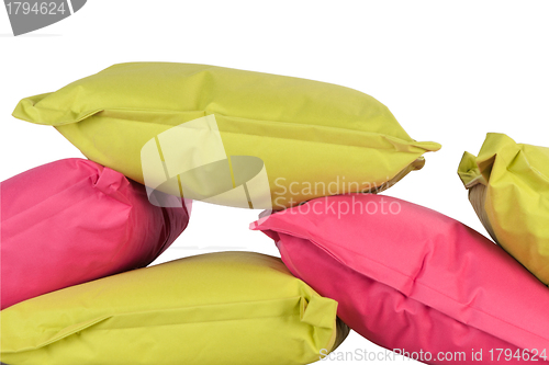 Image of bright pillows isolated on white
