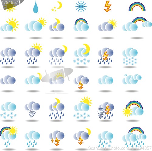 Image of weather colorful  icon set  for web design