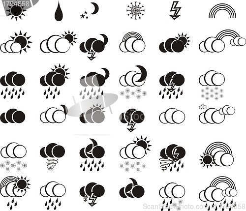 Image of weather black and white  icon set  for web design