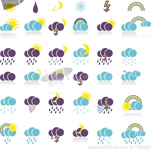 Image of weather  icon set  for web design with shadow
