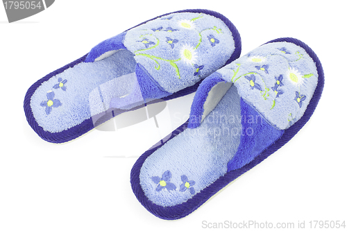 Image of One pair of blue slippers