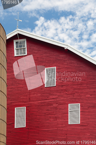 Image of Traditional US red painted barn on farm