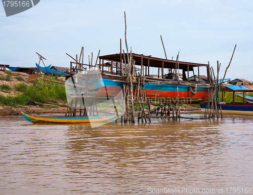 Image of Houses on stilts on Lake Tonle Sap Cambodia