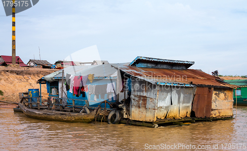 Image of Houses on stilts on Lake Tonle Sap Cambodia