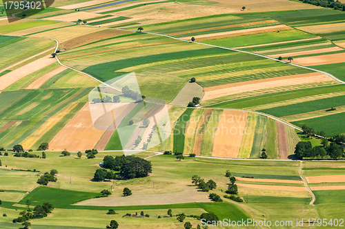 Image of Aerial view of many fields