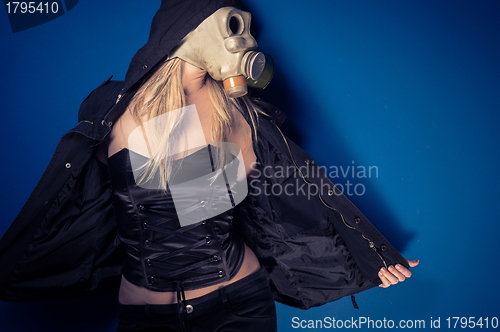 Image of girl in gasmask