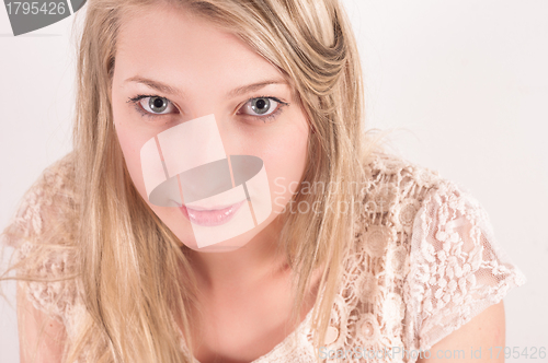 Image of Closeup of a beautiful young woman