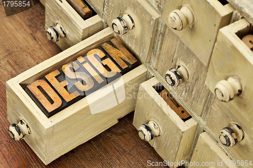 Image of design word - concept in wood type