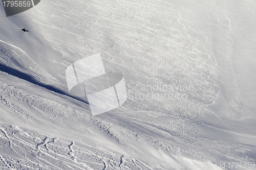 Image of Tracks on ski slope, off-piste