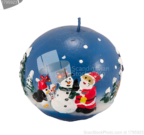 Image of Christmas candle snowman santa isolated on white 