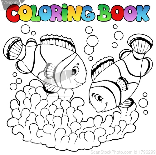 Image of Coloring book two cute clown fishes