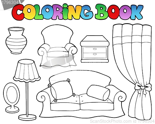 Image of Coloring book various furniture 1