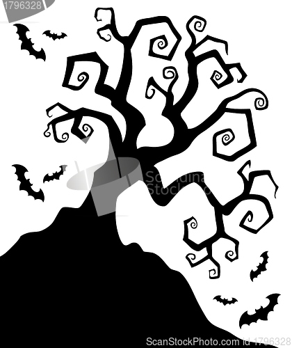 Image of Spooky silhouette of Halloween tree
