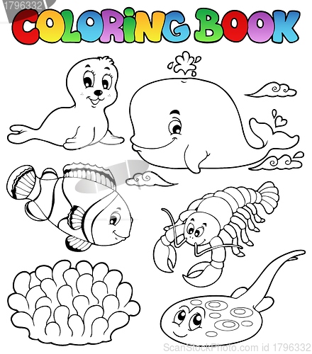 Image of Coloring book various sea animals 3