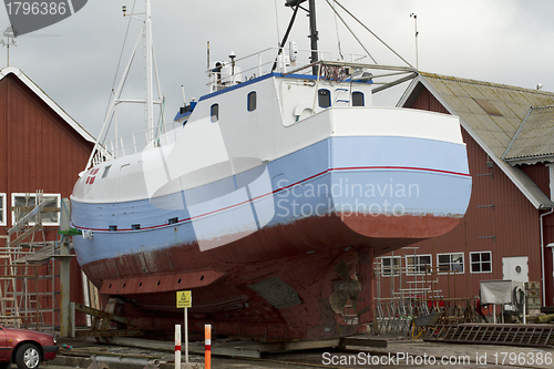 Image of Fishing boat on the slip dock