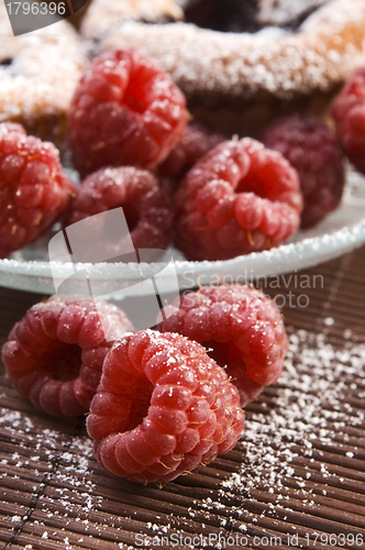 Image of Raspberry cookies with fresh fruits