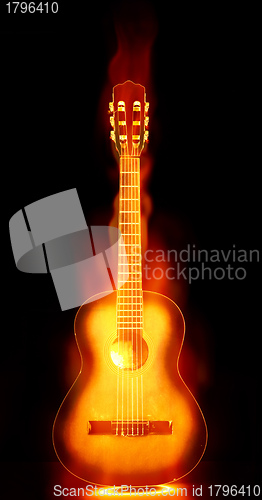 Image of flaming guitar on fire