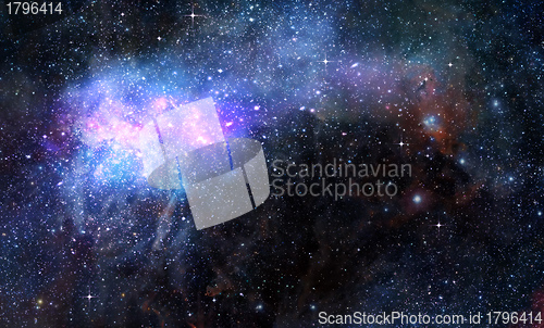 Image of starry deep outer space nebual and galaxy