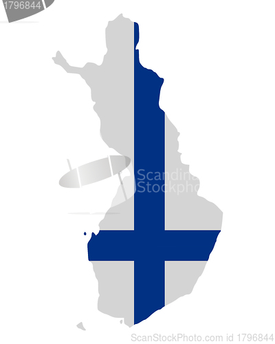 Image of Map and flag of Finland