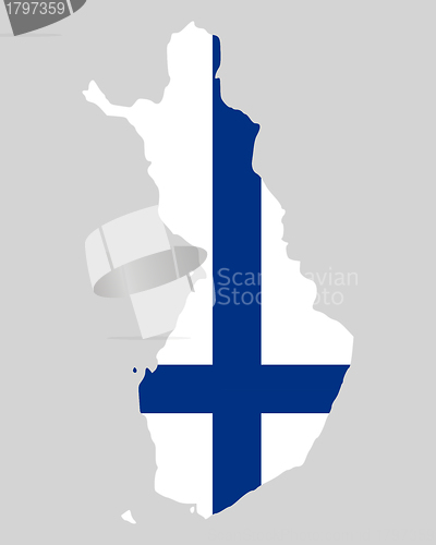 Image of Map and flag of Finland