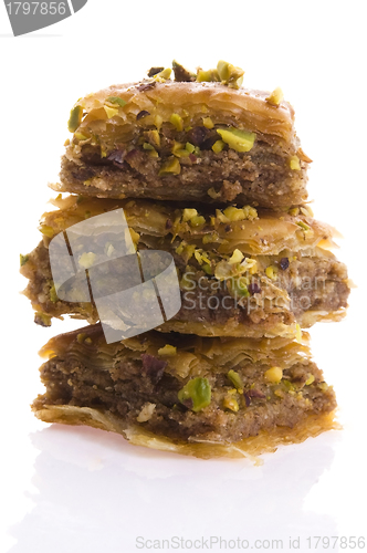 Image of Baklava. Traditional middle east sweet desert isolated on the wh