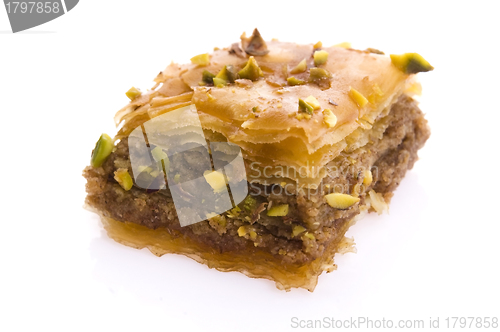 Image of Baklava. Traditional middle east sweet desert isolated on the wh