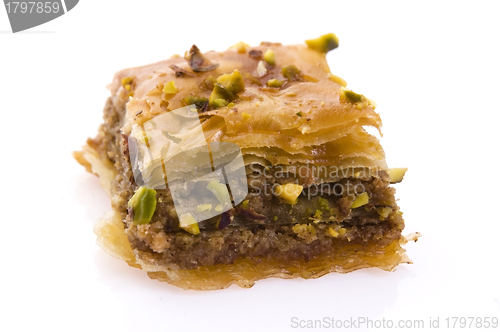 Image of Baklava. Traditional middle east sweet desert isolated on the wh