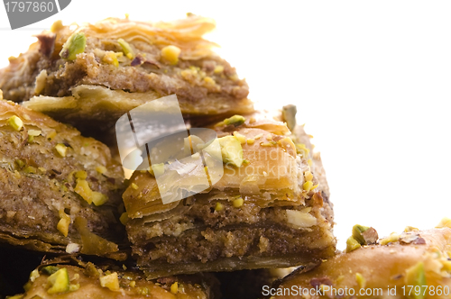 Image of Baklava. Traditional middle east sweet desert isolated on the wh