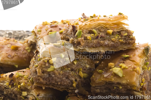 Image of Baklava. Traditional middle east sweet desert isolated on the wh