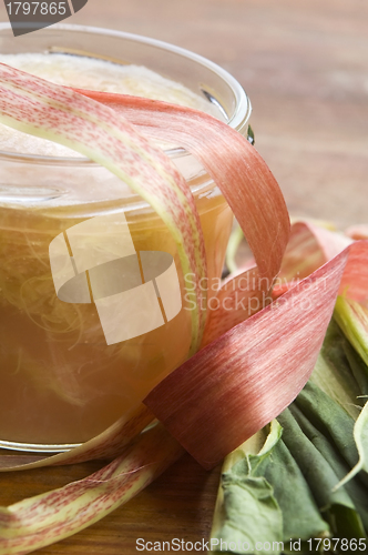 Image of Rhubarb jam in glass jar