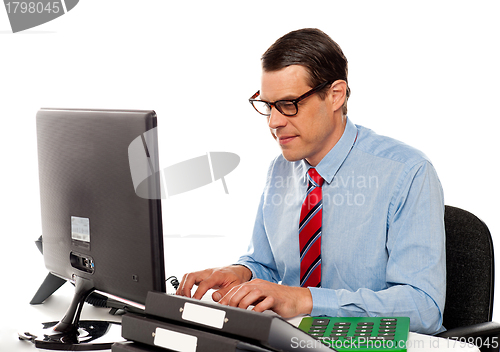 Image of Portrait of an accountant working on computer