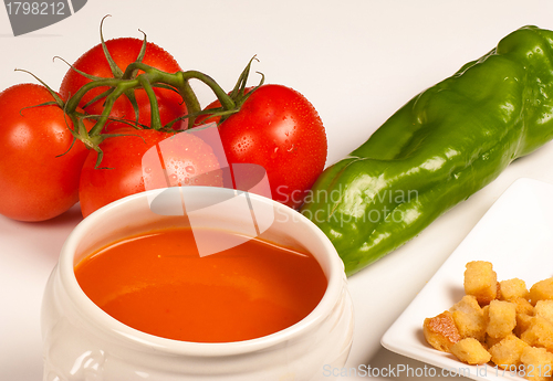 Image of Gazpacho with ingredients