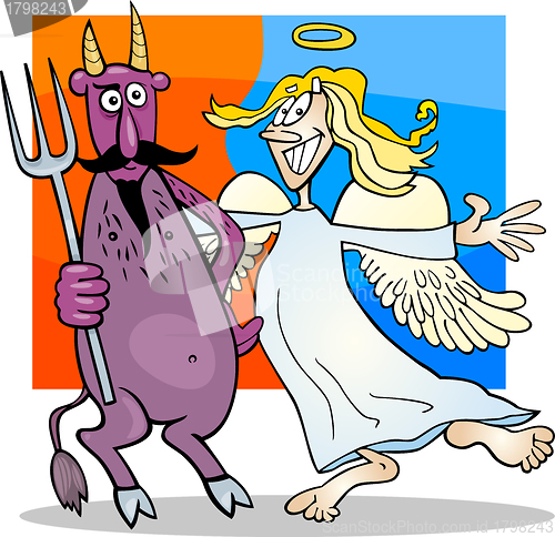 Image of Angel and Devil in Friendship Cartoon