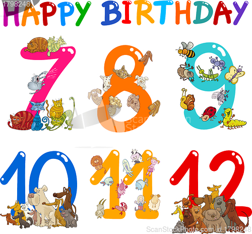 Image of Birthday Anniversary cartoons set