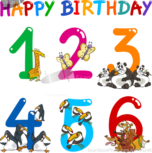 Image of Birthday Anniversary cartoons set