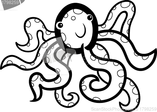 Image of cartoon octopus for coloring book