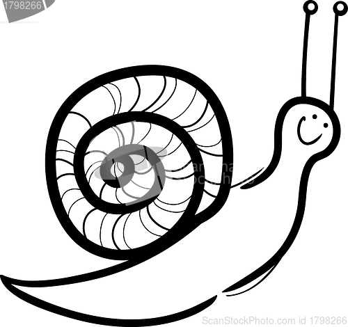 Image of snail cartoon illustration for coloring