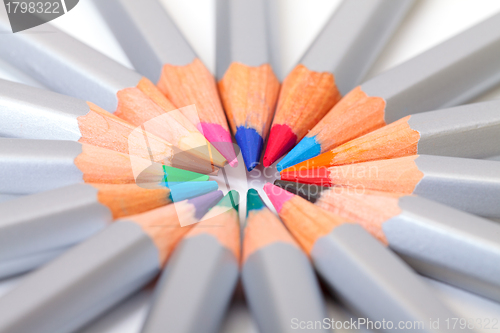 Image of Multicolored Pencil, Arrangement in Circle