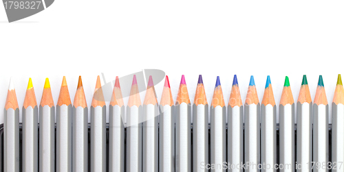 Image of Multicolored Pencil, Arrangement in Row