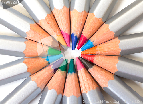 Image of Multicolored Pencil, Arrangement in Circle