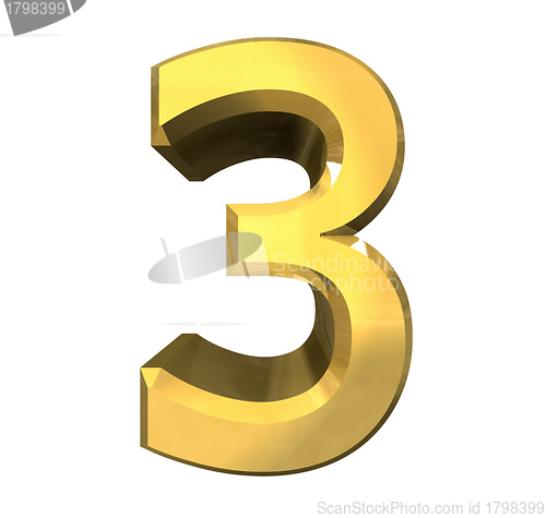 Image of 3d number 3 in gold