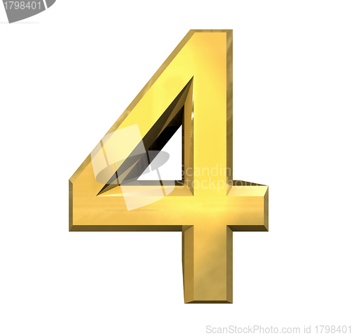 Image of 3d number 4 in gold 