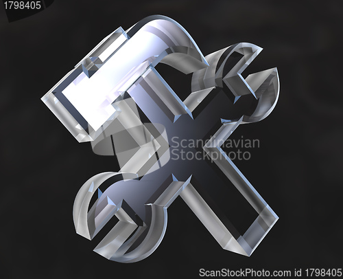 Image of industrial working symbol in transparent glass (3d) 