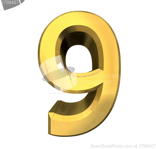 Image of 3d number 9 in gold