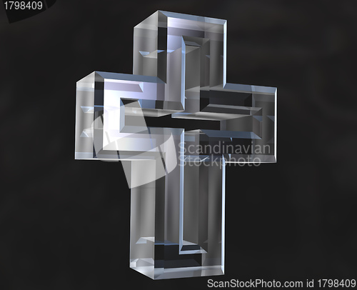 Image of Cross symbol in transparent glass (3d) 