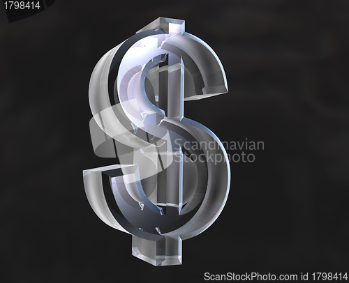 Image of dollar symbol in transparent glass 