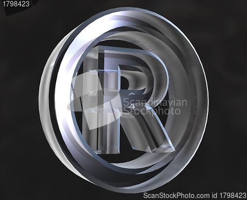 Image of Registered symbol in transparent glass (3d) 