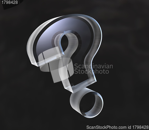 Image of question mark, help symbol in transparent glass (3d) 