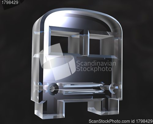 Image of bus symbol in transparent glass (3d) 